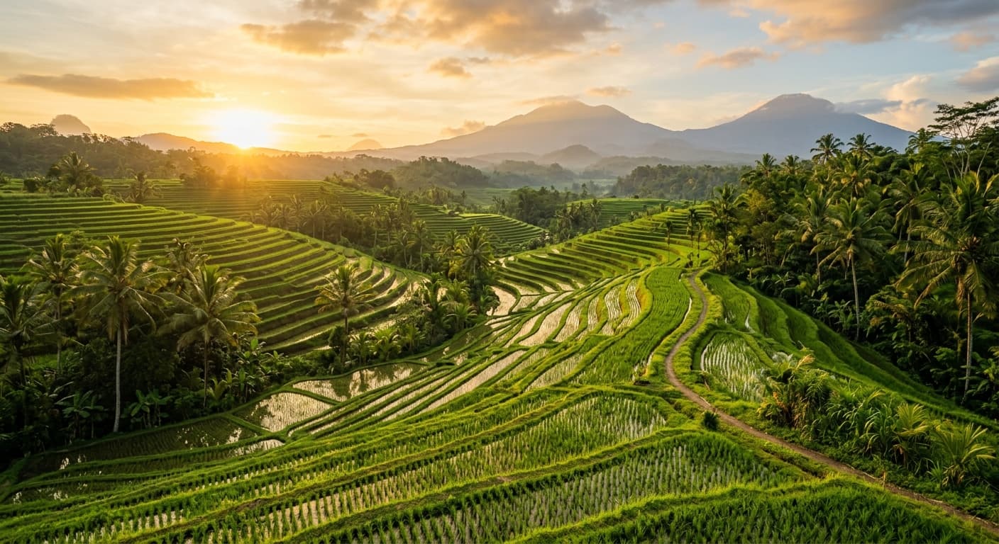 Tropical villa community surrounded by lush Bali landscape