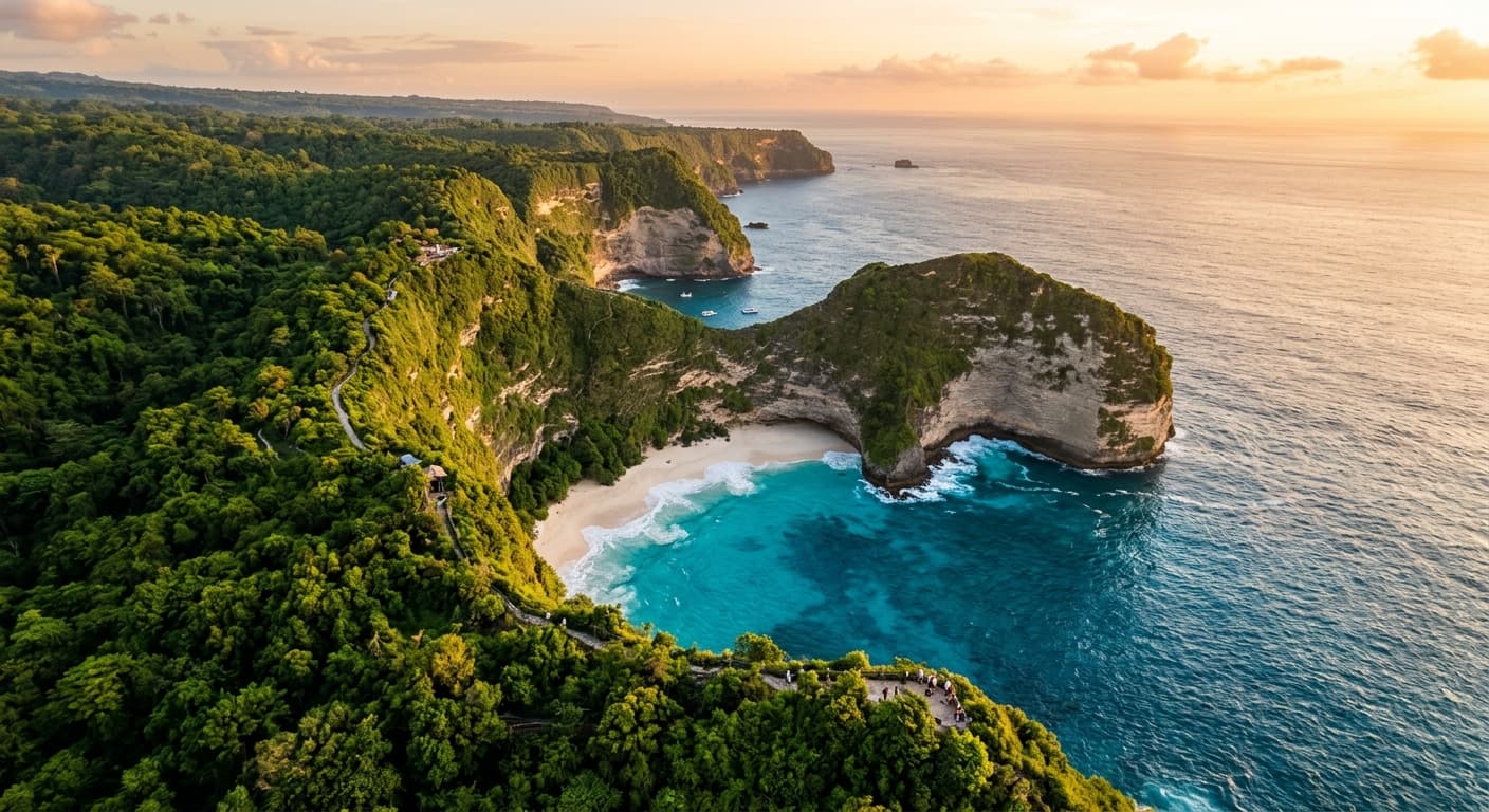 Aerial view of Indonesia's tropical islands and landscape